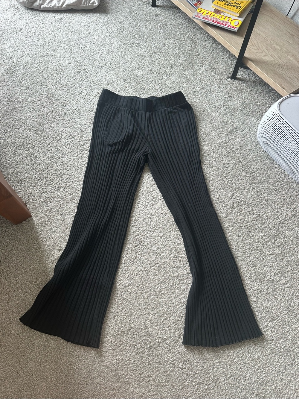 a new day Black Ribbed Flare Pants